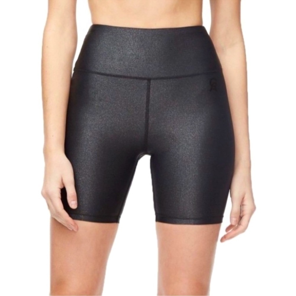 GOOD AMERICAN Sparkle Boy Short in Black high waisted women’s biking short sz 0